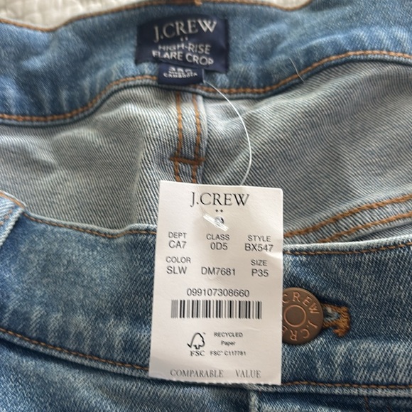 NWT J. Crew Petite High Rise Flare Crop Stretch Jean Pant 35P/18P Sun Lake Wash - Picture 11 of 15